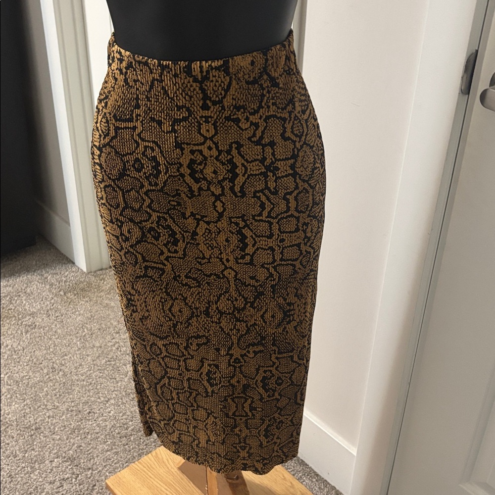 2/$15 Missguided Pleated Snake Print Midi Skirt